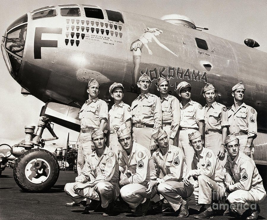 Crew Standing With B-29 Superfortress By Bettmann