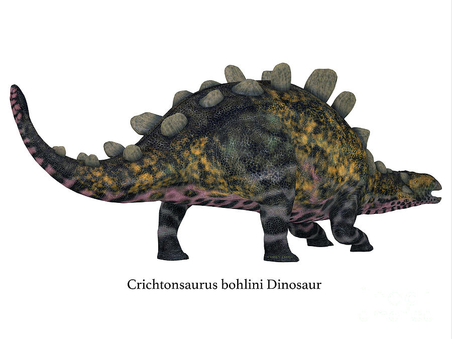 Crichtonsaurus Dinosaur Tail with Font Digital Art by Corey Ford