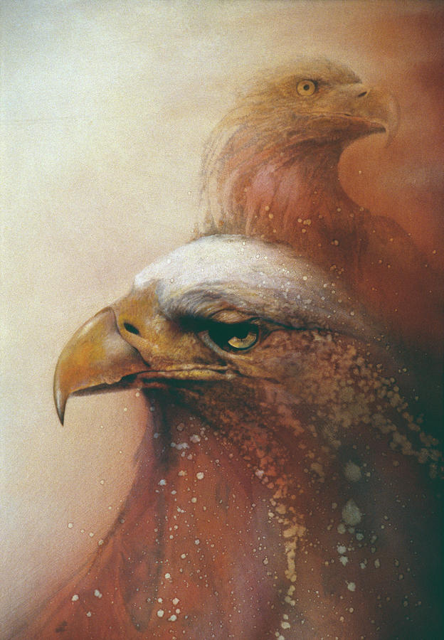 Eagle Painting - Crimson Eagles by Denton Lund