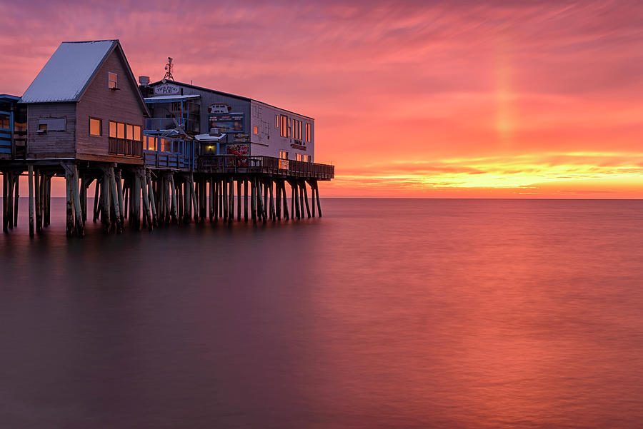 Sunset Photograph - Crimson Pier by Michael Blanchette Photography