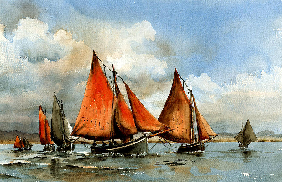 Criniu na mBad, Galway Bay. Painting by Val Byrne