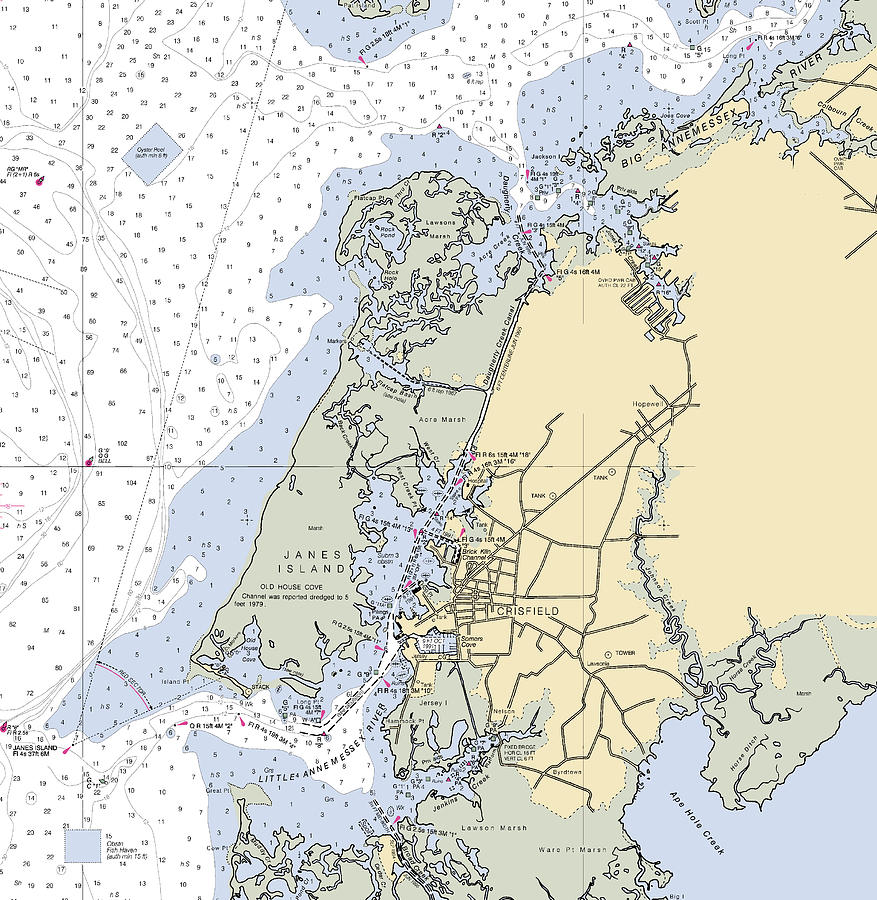 Crisfieldmaryland Nautical Chart Mixed Media by Sea Koast Fine Art