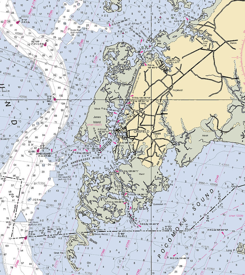 Crisfield Pointmaryland Nautical Chart Mixed Media by Sea Koast Pixels