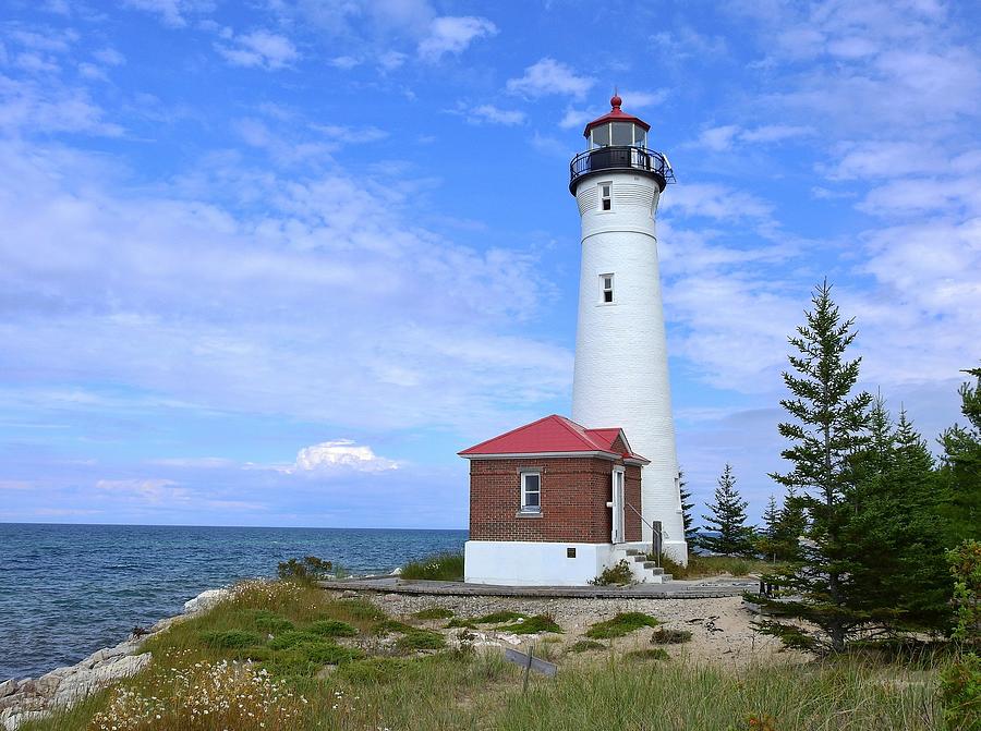 Crisp Point Lighthouse on Cliff Photograph by Carmen Macuga