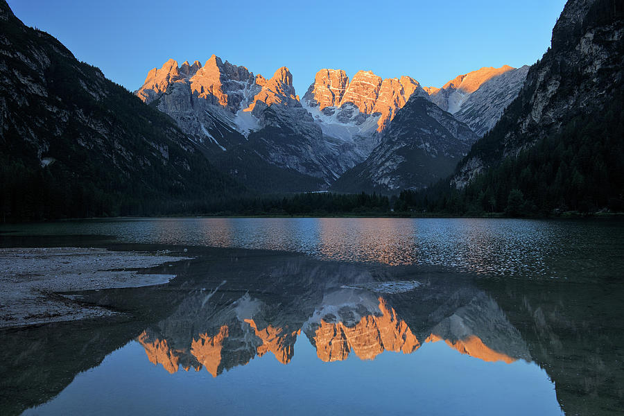 Cristallo Group Reflecting In Lago Di Photograph by Martin Ruegner