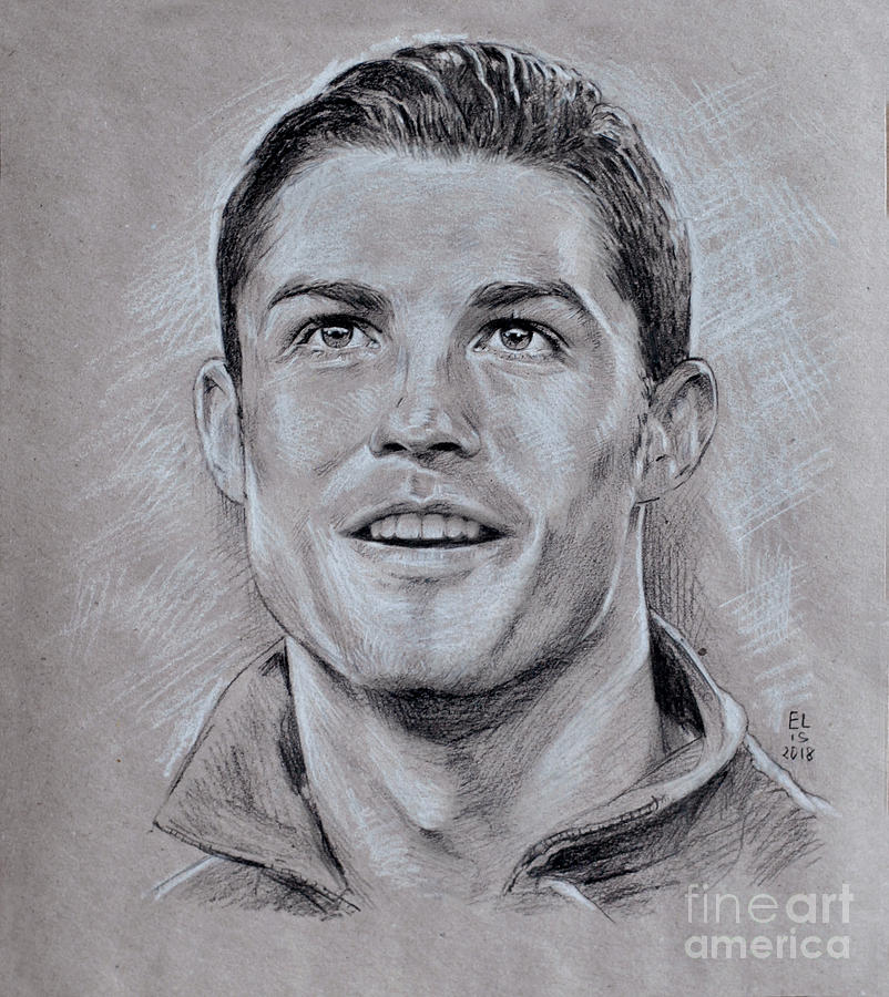 Cristiano Ronaldo Drawing by Olesia Panaseiko