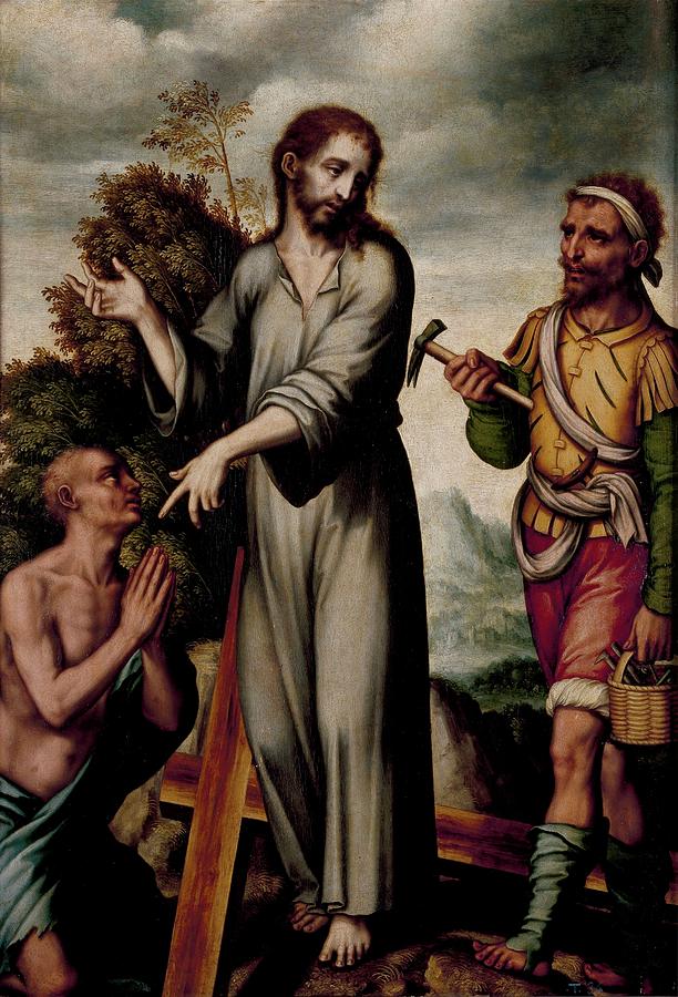 Cristo justificando su Pasion, ca. 1565, Spanish School, Oil on panel, 71 cm... Painting by Luis de Morales -1509-1586-