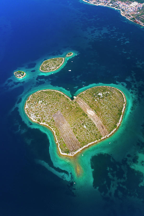 Croatia, Dalmatia, Aerial View Of Galesnjak Or Heart Island Digital Art by Jordan Banks