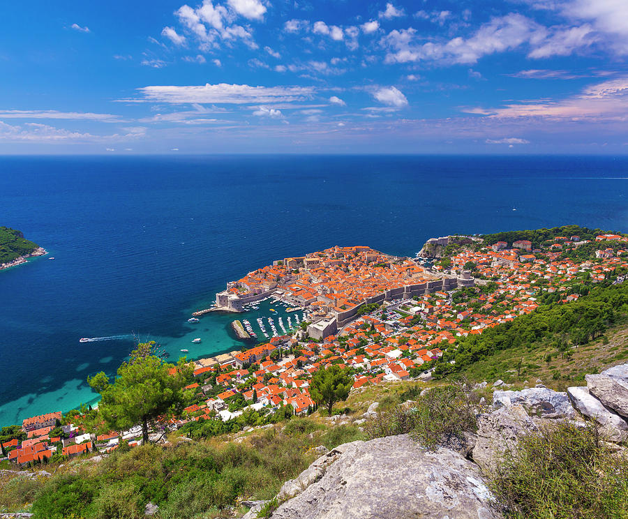 Croatia, Dalmatia, Dubrovnik, Mediterranean Sea, Adriatic Sea, Adriatic Coast, Panorama Of The Old City Digital Art by Olimpio Fantuz