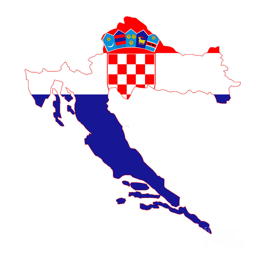 Croatia Map And Flag Silhouette Digital Art by Bigalbaloo Stock