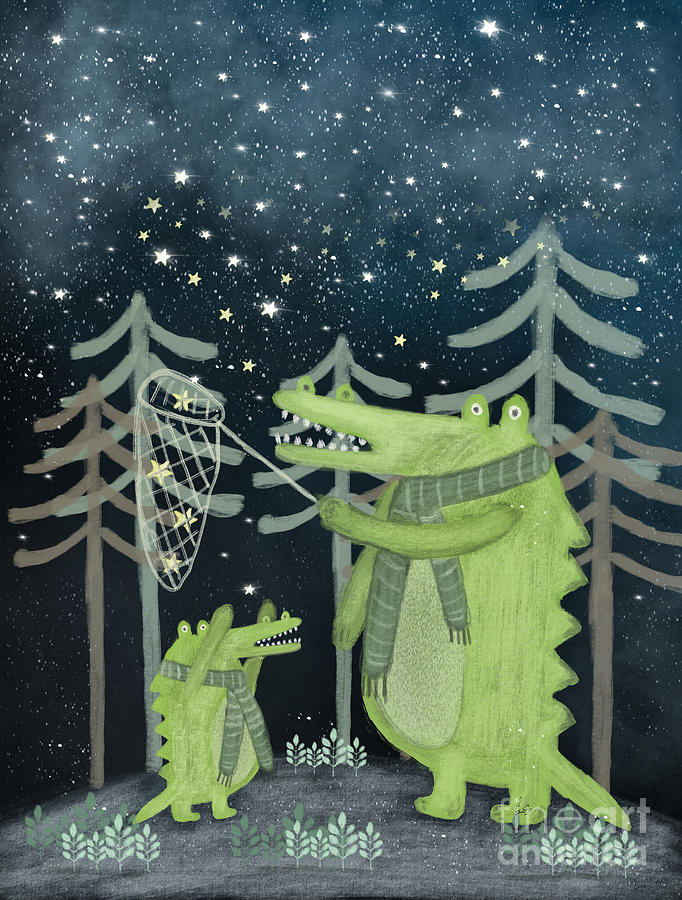 Childrens Painting - Crocodoodle Stars by Bri Buckley