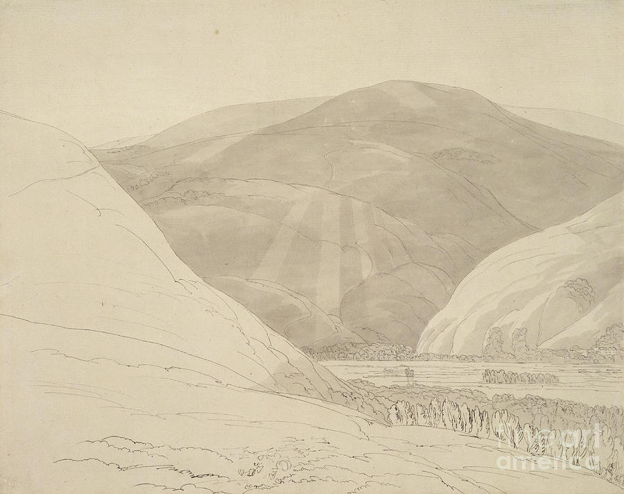 Croidon Hill, 1785 Pen And Ink And Wash Painting by Francis Towne