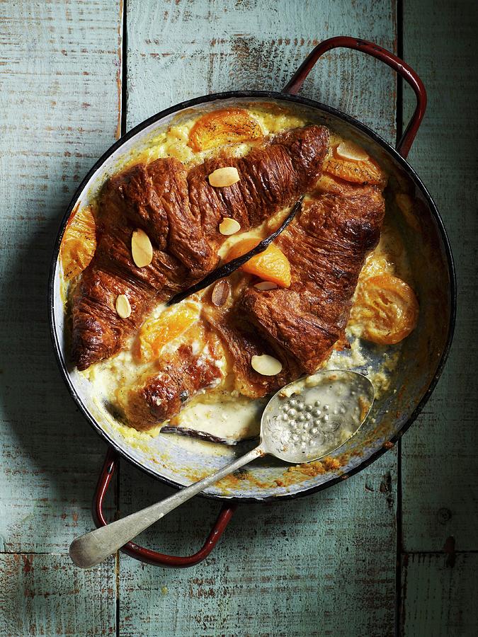 Croissant Bake With Apricots And Flaked Almonds Photograph by Lauren Mclean