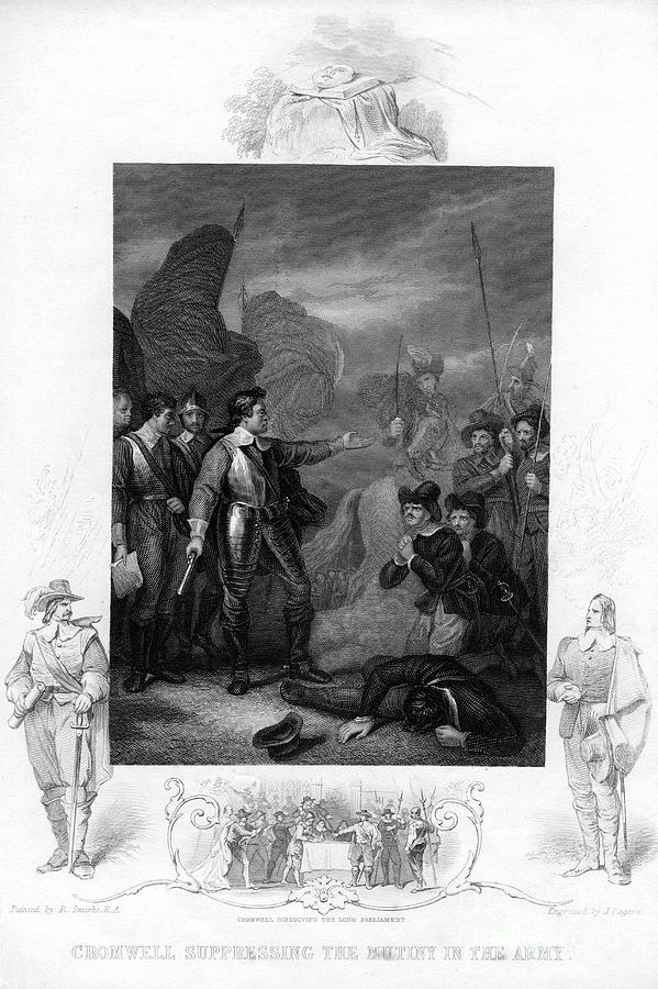 Cromwell Suppressing The Mutiny Drawing by Print Collector Cromwell Suppressing The Mutiny Drawing by Print Collector