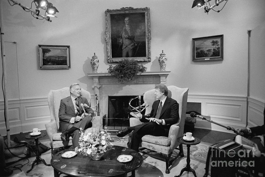 Cronkite Interviewing President Carter By Bettmann 