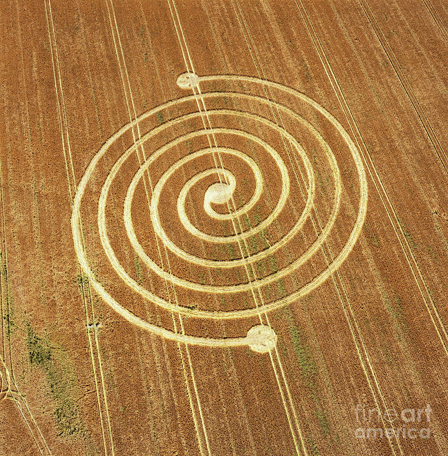 Landscape Photograph - Crop Circle In Barley Field, West Overton, Avebury, Wiltshire, 23rd June 2002 by 
