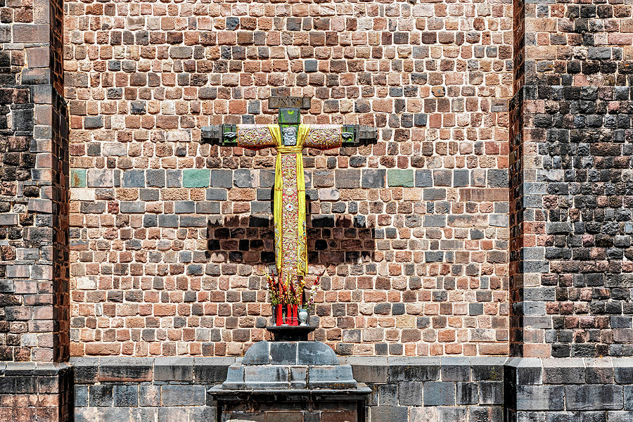 Cross at the wall of Convent of Santo Domingo in Koricancha comp Photograph by Marek Poplawski