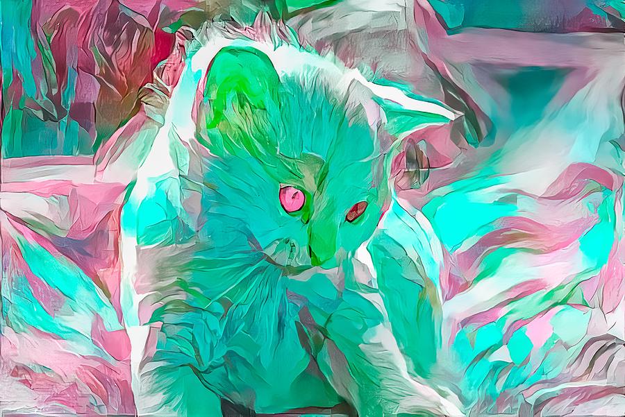 Cross Eyed KItty Green Digital Art by Don Northup