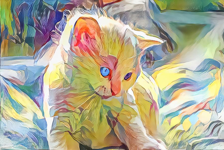 Cross Eyed KItty Yellow Digital Art by Don Northup