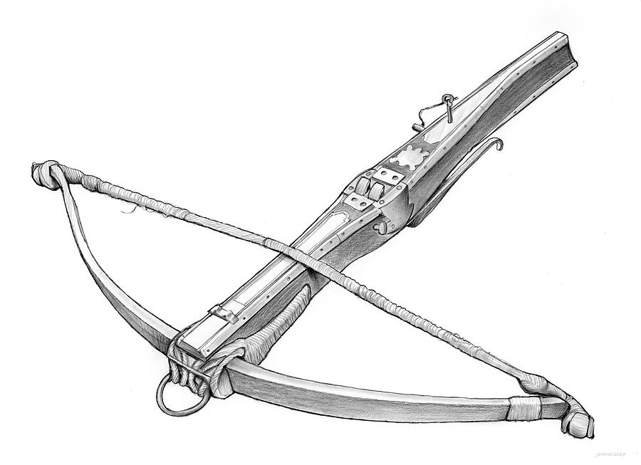 Wooden crossbow illustration, drawing, engraving, ink, line art, vector  Stock Vector | Adobe Stock