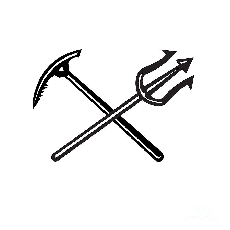 Crossed Mountain Ice Axe and Trident Icon Digital Art by Aloysius