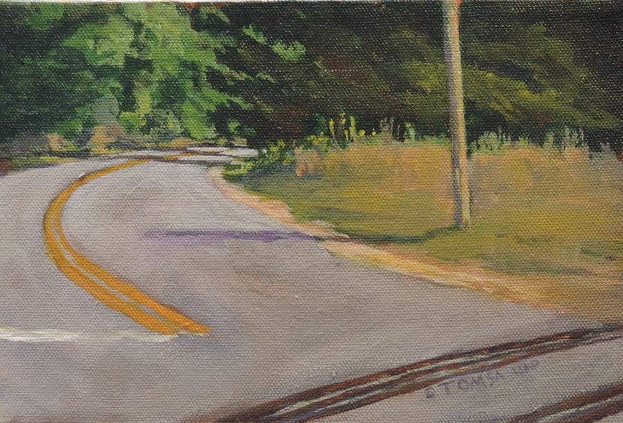 Crossing at Cathance Road  Painting by Bill Tomsa