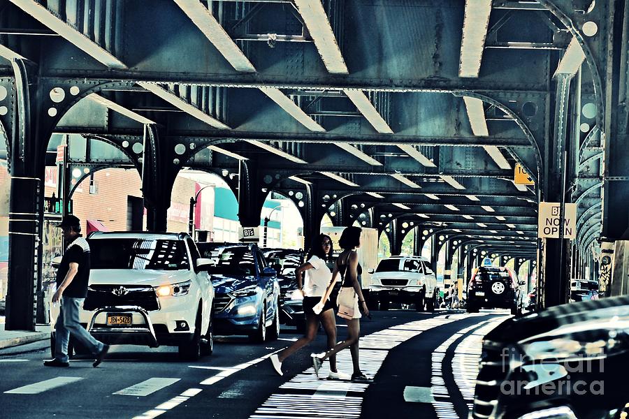 Car Photograph - Crossing Broadway in the Bronx    by Sarah Loft