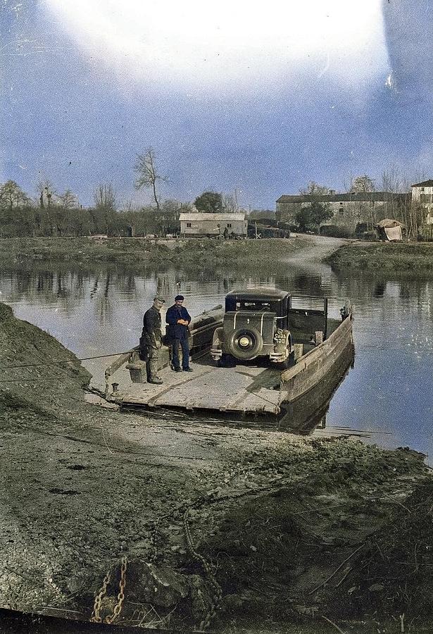 Crossing By Ferry, Circa 1930s-1940s Silver Dry Gelatin -   Ilford Iso-zenith Plates Colorized By Ah Painting