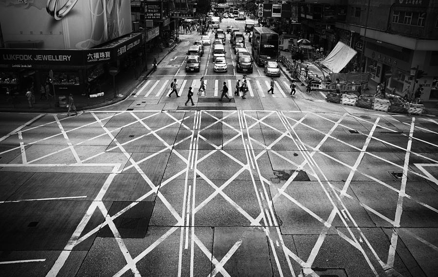 Black And White Photograph - Crossing by C.s. Tjandra