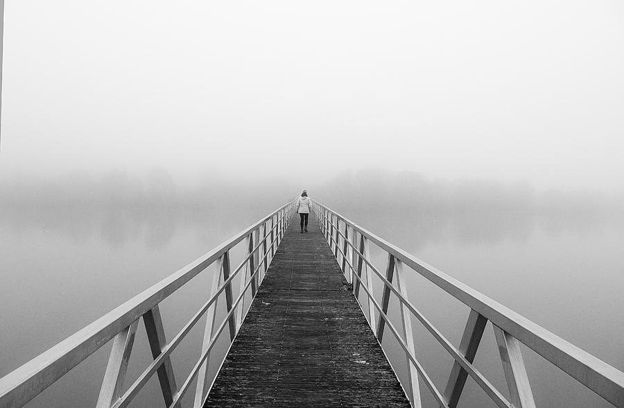 Bridge Photograph - Crossing The Azua Bridge In The Fog by Adolfo Urrutia