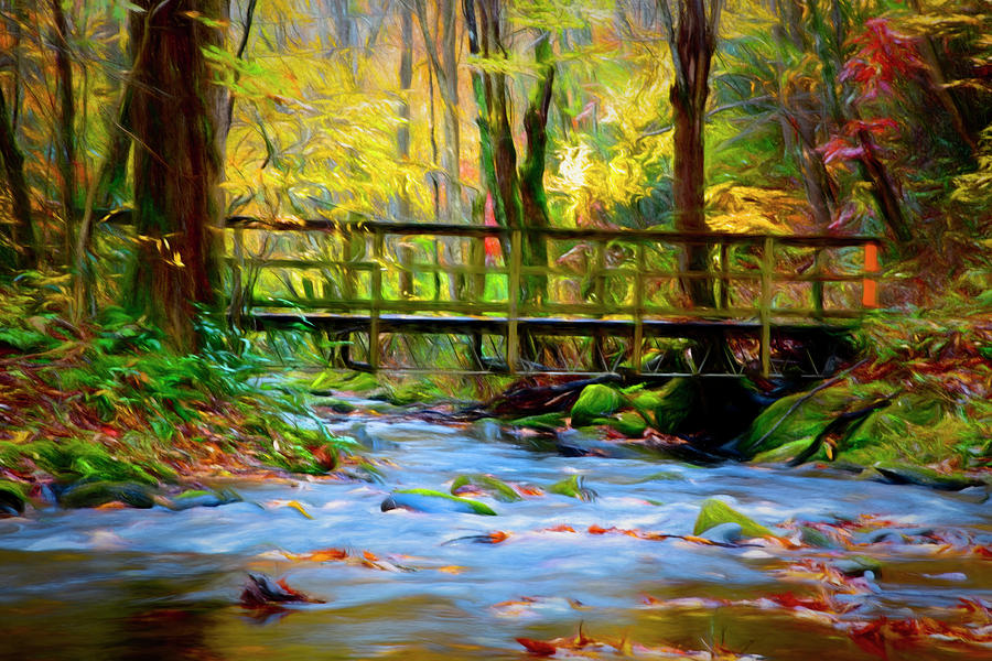 Crossing the Creek Painting Photograph by Debra and Dave Vanderlaan