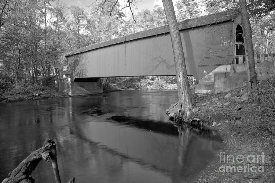 Crossing The NY Battenkill River Black And White Photograph by Adam Jewell