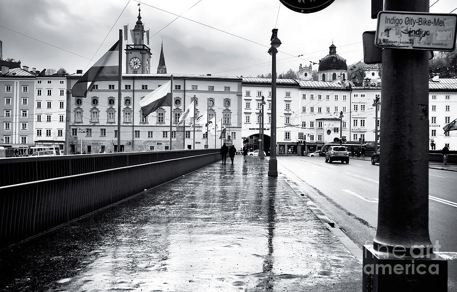 City Photograph - Crossing the Staatsbrucke Bridge in Salzburg by John Rizzuto