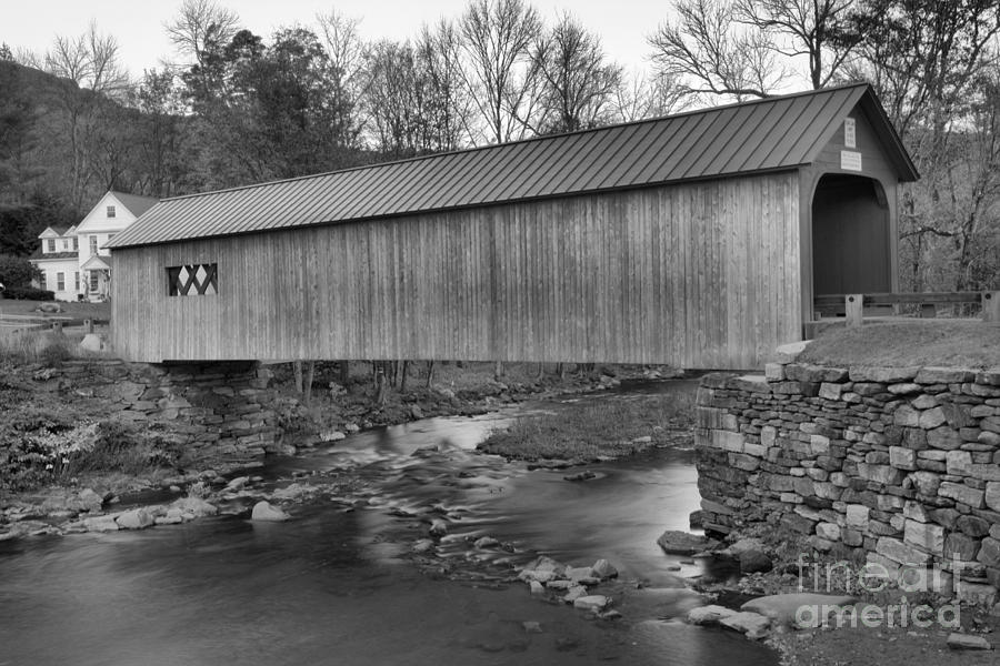 Crossing The Vermont Green River Black And White Photograph by Adam Jewell