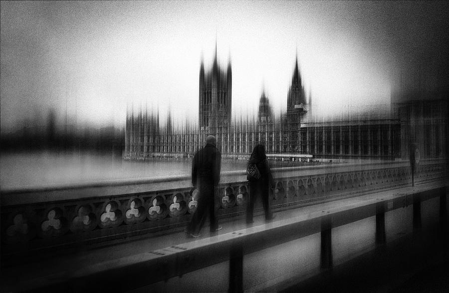 Westminster Photograph - Crossing Westminster Bridge by Orkidea W.