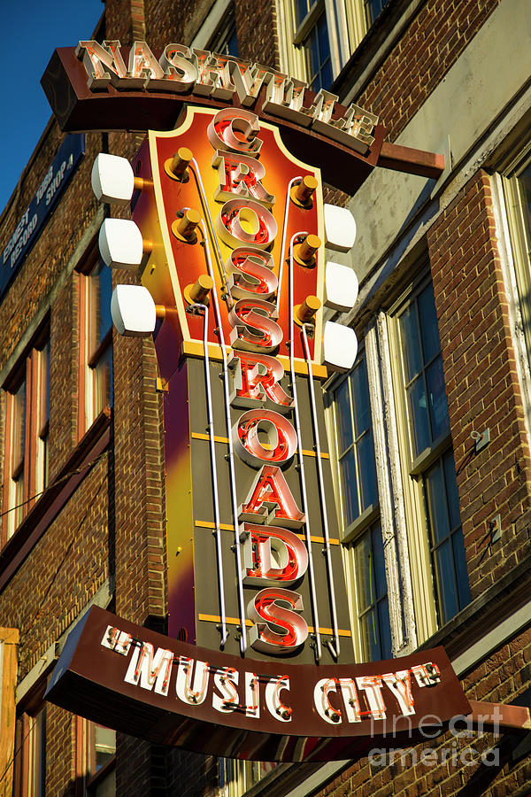 Crossroads Broadway Neon Signage Nashville Tennessee Art Photograph by Reid Callaway