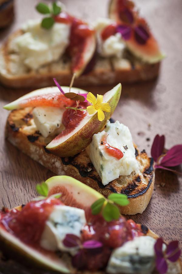 Crostini With Blue Cheese And Figs Photograph by Eising Studio