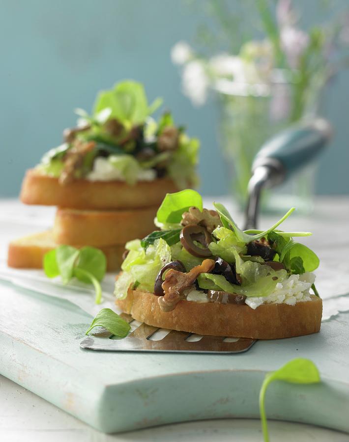Crostini With Celery Salad Photograph by Jan-peter Westermann