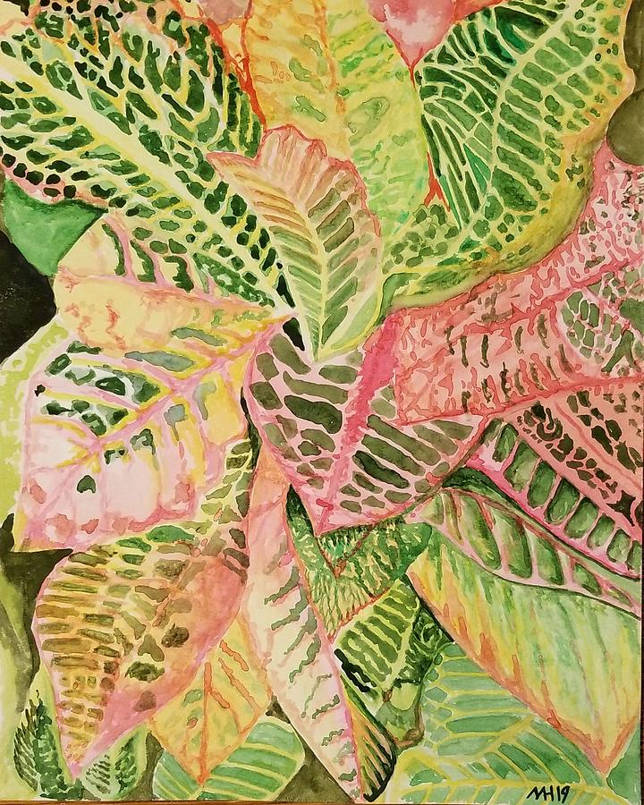 Crotons Painting by Monica Habib
