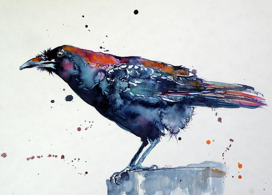 Crow in the garden II  Painting by Kovacs Anna Brigitta
