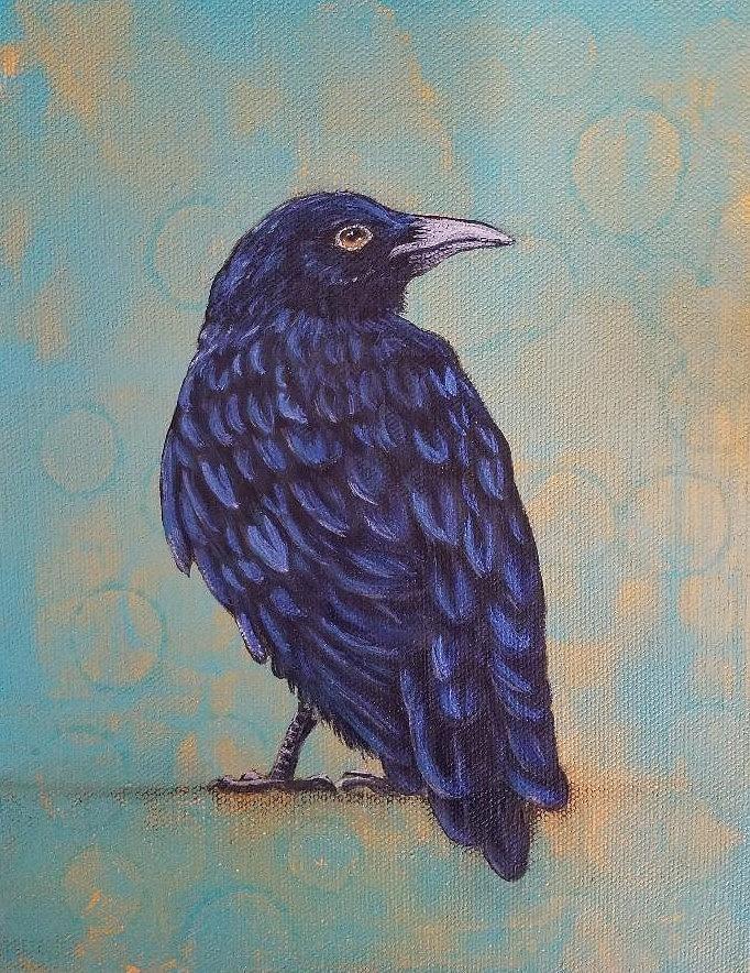 Crow Looks Right Painting by Barbara Jensen - Fine Art America