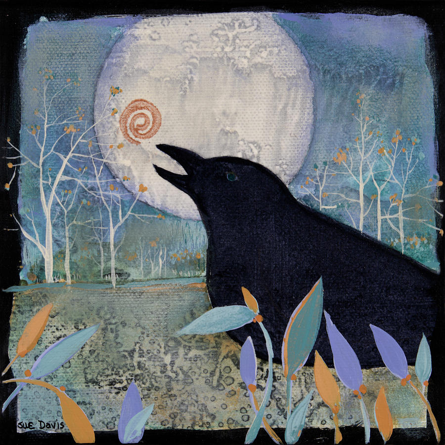 Crow Painting - Crow by Sue Davis