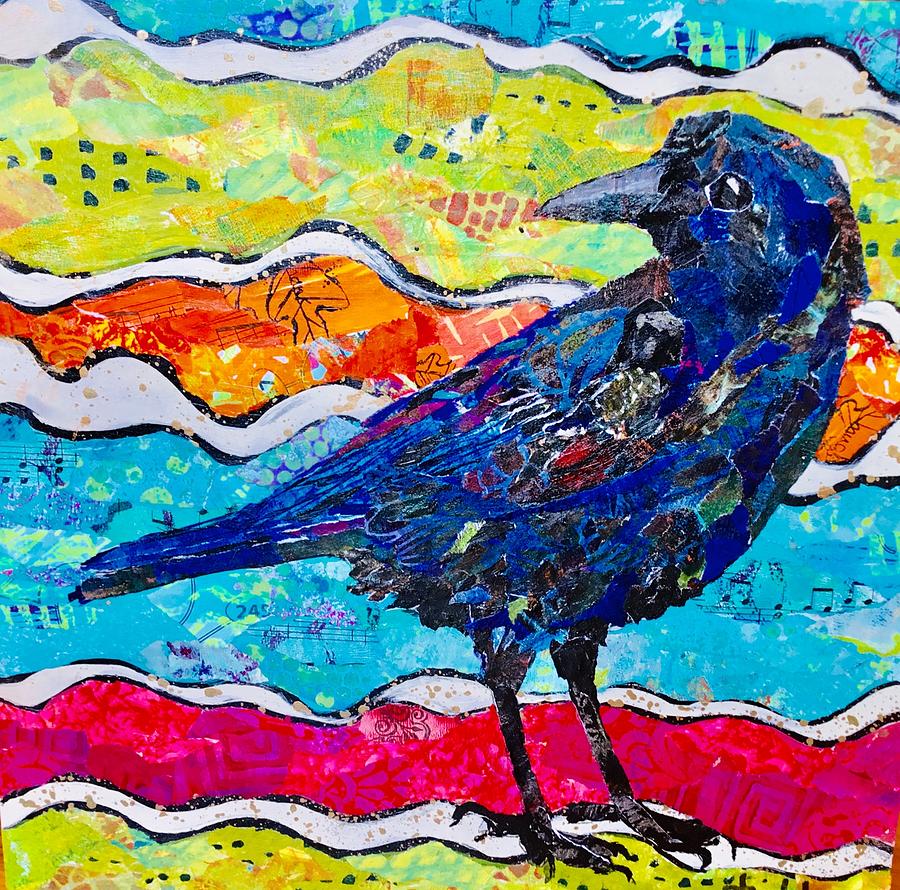 Crow With Color Painting By Phiddy Webb - Fine Art America