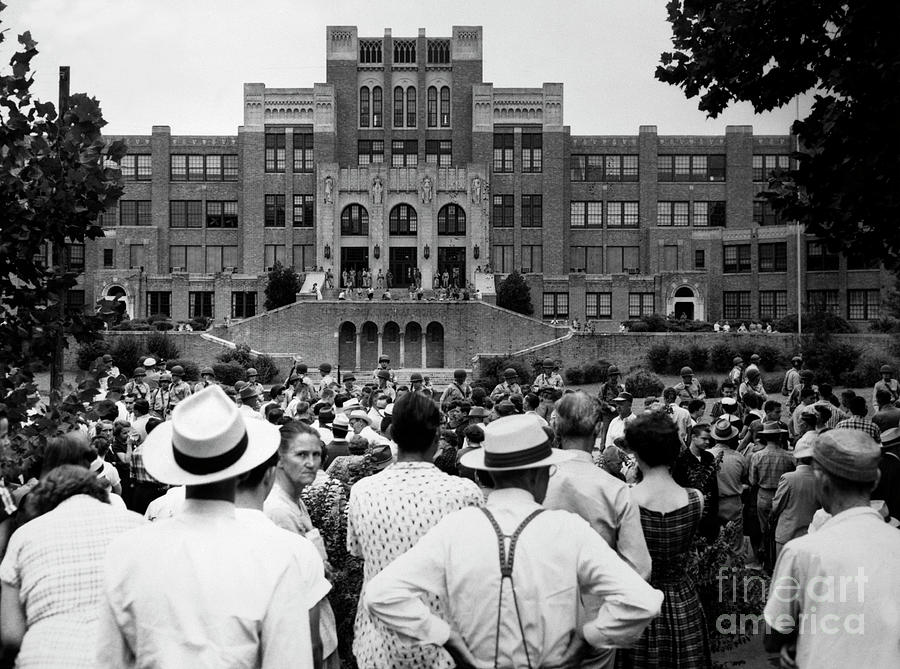 Crowd Gathered Outside Central High Photograph by Bettmann