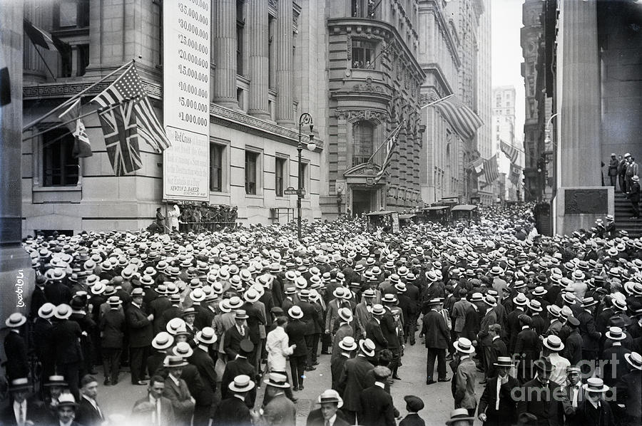Crowd Gathering On Wall Street Photograph by Bettmann