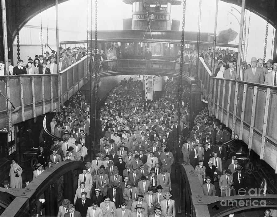 Crowd Of Commuters On Ferry During Tube Photograph by Bettmann