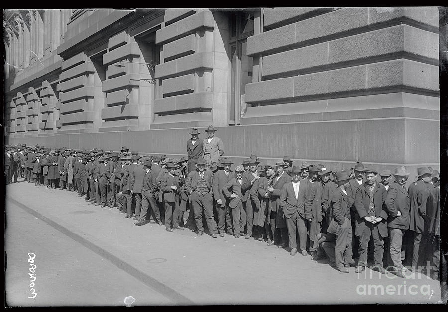 Crowd Of Men Waiting On Line Photograph by Bettmann
