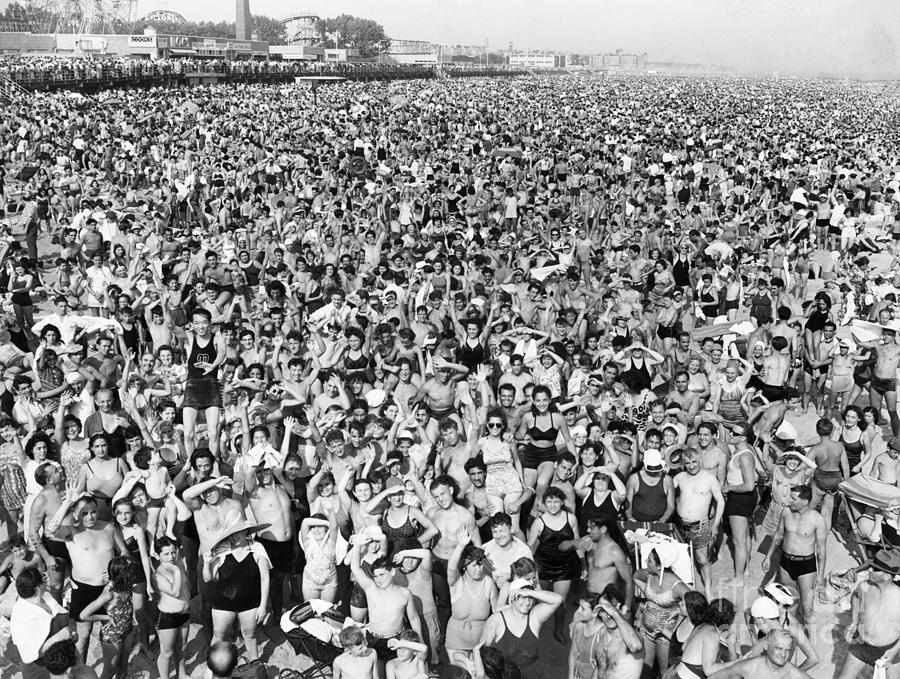 Crowd On Coney Island Photograph by Bettmann