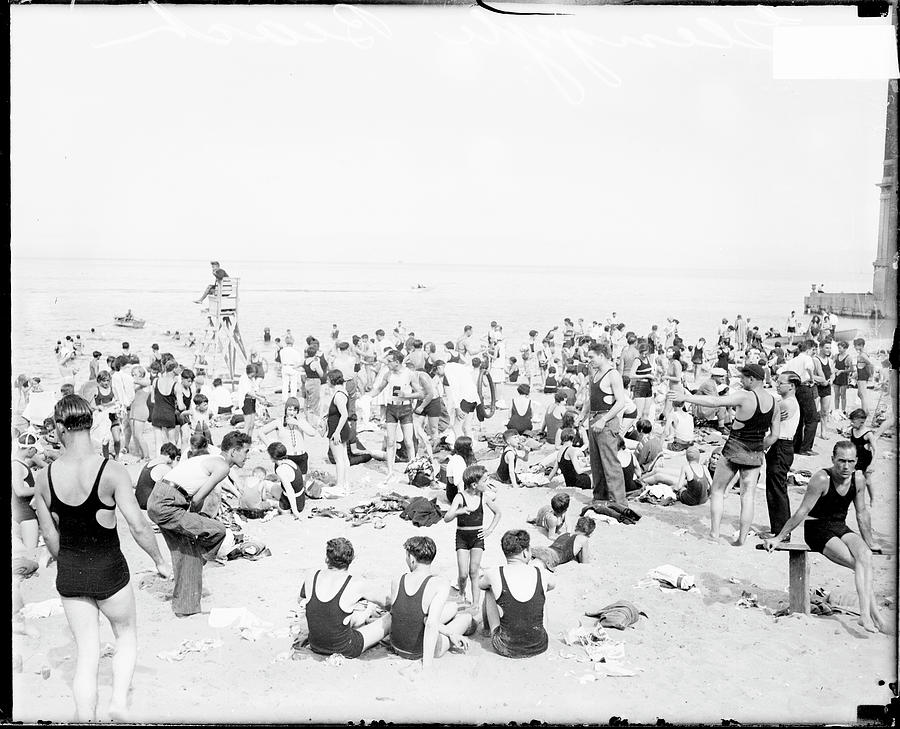 Crowded Beach Scene Photograph by Chicago History Museum