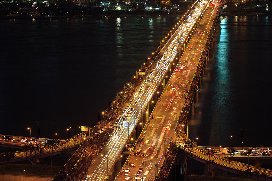 Crowded Bridge Photograph by Sungjin Kim